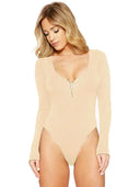 Chic Long-Sleeve Thong Bodysuit