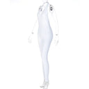 Autumnal Elegance Backless V-Neck Bodysuit
