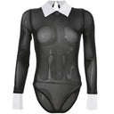 Sophisticated Sheer Panel Bodysuit for Women
