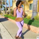 Autumnal Elegance Backless V-Neck Bodysuit