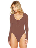 Chic Long-Sleeve Thong Bodysuit