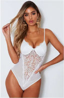 Sophisticated V-Shaped Lace Intimate Bodysuit