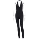 Autumnal Elegance Backless V-Neck Bodysuit