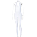 Autumnal Elegance Backless V-Neck Bodysuit