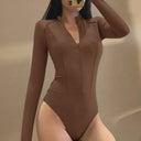 Elegant Winter Club-Ready Zippered Bodysuit