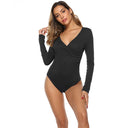 V-Neck Long Sleeve Casual Bodysuit