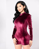 Velvet Long Sleeve Bodysuit for Women - Party Collection