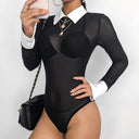Sophisticated Sheer Panel Bodysuit for Women