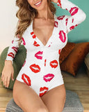 Deluxe Women's Playful Printed Pajama Bodysuit