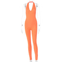 Autumnal Elegance Backless V-Neck Bodysuit