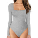 Snatched Long Sleeve Square Neck Thong Bodysuit