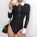 Sophisticated Sheer Panel Bodysuit for Women