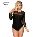 Elegant Women's Long-Sleeved Lace Bodysuit