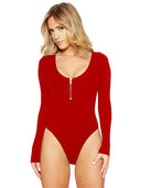 Chic Long-Sleeve Thong Bodysuit
