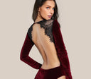 Chic Lace-Constructed Bodysuit with Open Back Detail