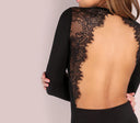 Chic Lace-Constructed Bodysuit with Open Back Detail