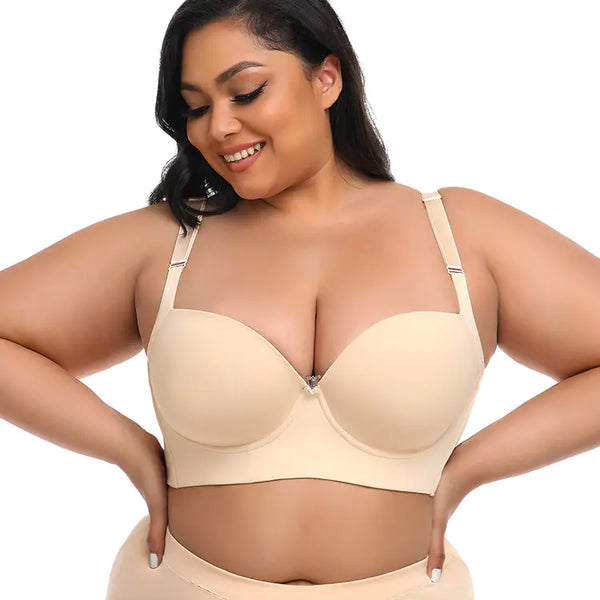 Elegant Contour Seamless Sports Bra with Enhanced Back Support